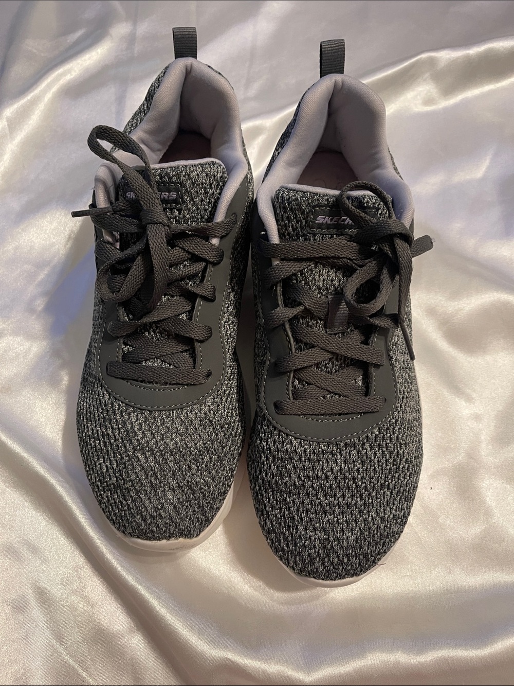 Skechers Dark Gray Knit Lace-Up Sneakers